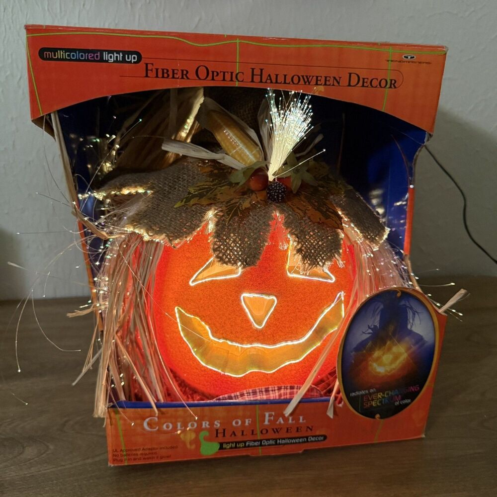 Colors Of Fall Fiber Optic Halloween Pumpkin Scarecrow Face Trend masters 2002